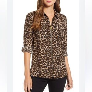 Michael Kors Tops/Leopard Print Long Sleeves With Zipper ✨brand new✨